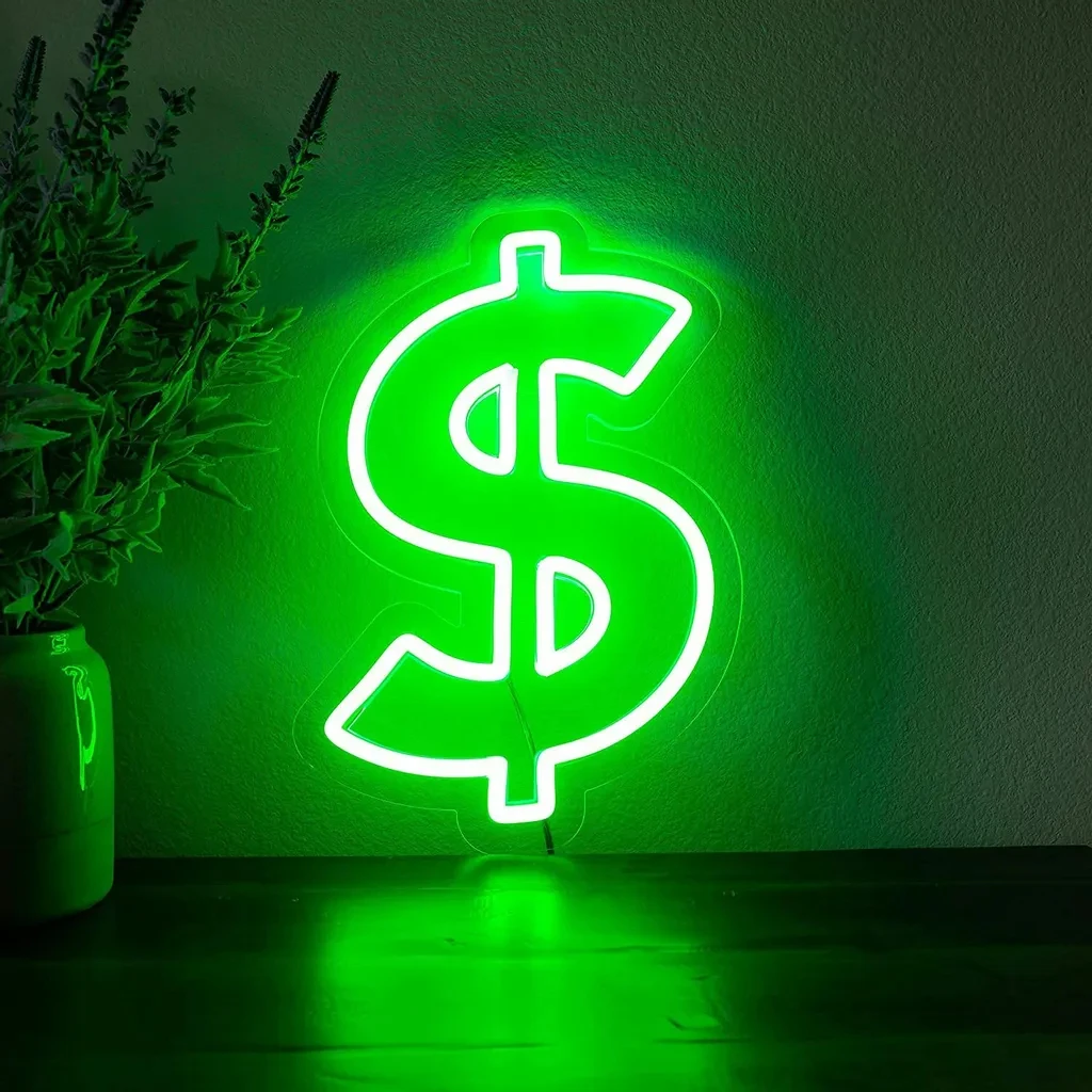 Dollar Neon Sign Entrepreneur Incentive Room Party Shop Bar Studio Gamers room art wall decoration birthday present LED Lights