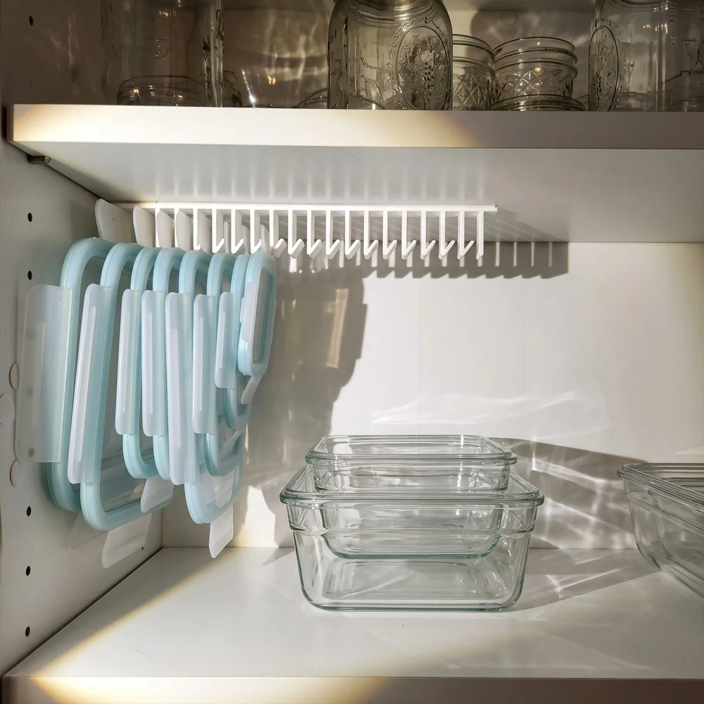 Snap-on Lid Organizer Suitable For Food Container Lids Plastic Lid Organizer Rack And Holder Hook For Hanging Storage