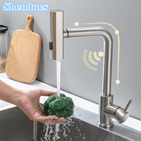 Waterfall Touch on Kitchen Mixer Faucets Stainless Steel Hot Cold Kitchen Sink Mixer Tap Smart Touch Kitchen Waterfall Faucet
