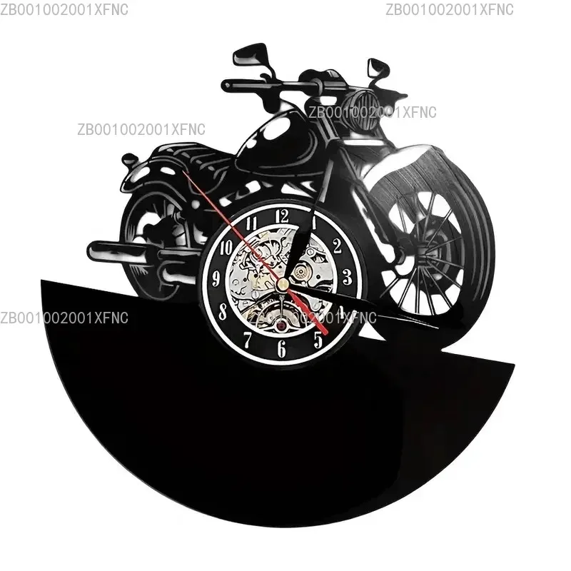 

Motorcycle Illuminated Wall Clock Retro Creative Wall Lamp Personalized Night Light Decor For Living Room, Background Wall