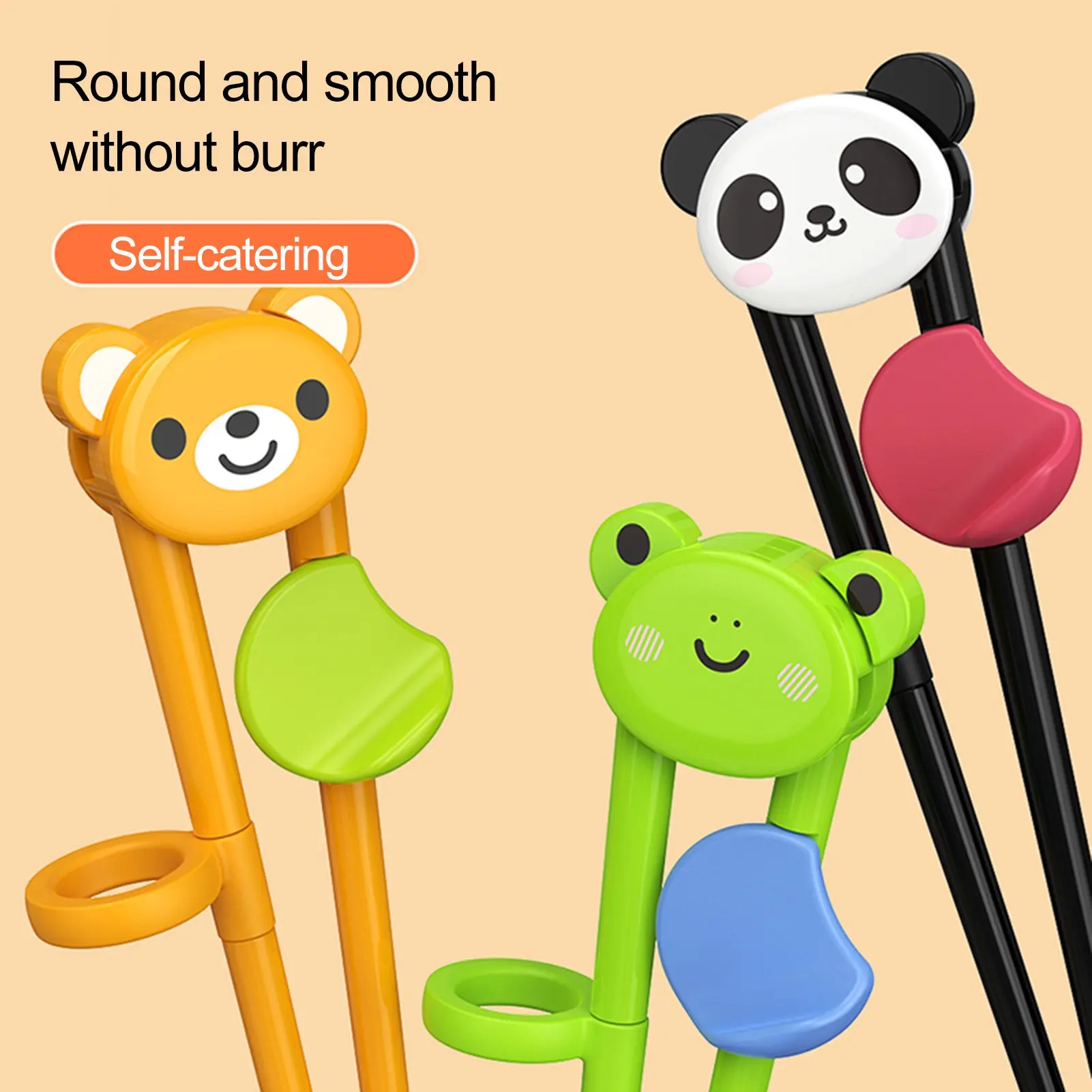 Baby Training Chopsticks Cartoon Animals Beginner Elementary Learning Chopstick Children Reusable Food Sticks Clips Tableware