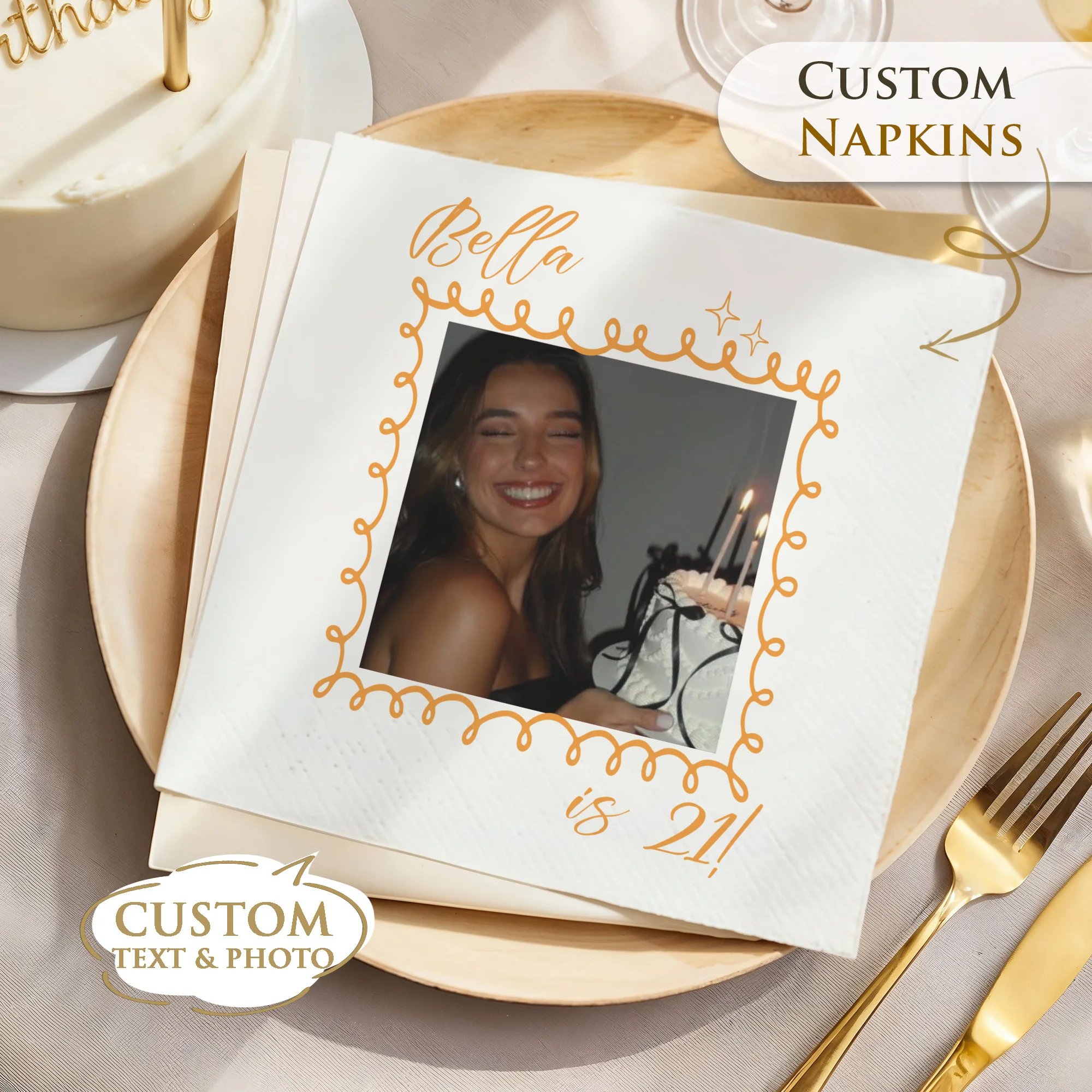 

Custom Paper Napkins for Birthday Custom Napkins of Cocktail Disposable Napkins, for Cocktail Party Baby Shower Wedding