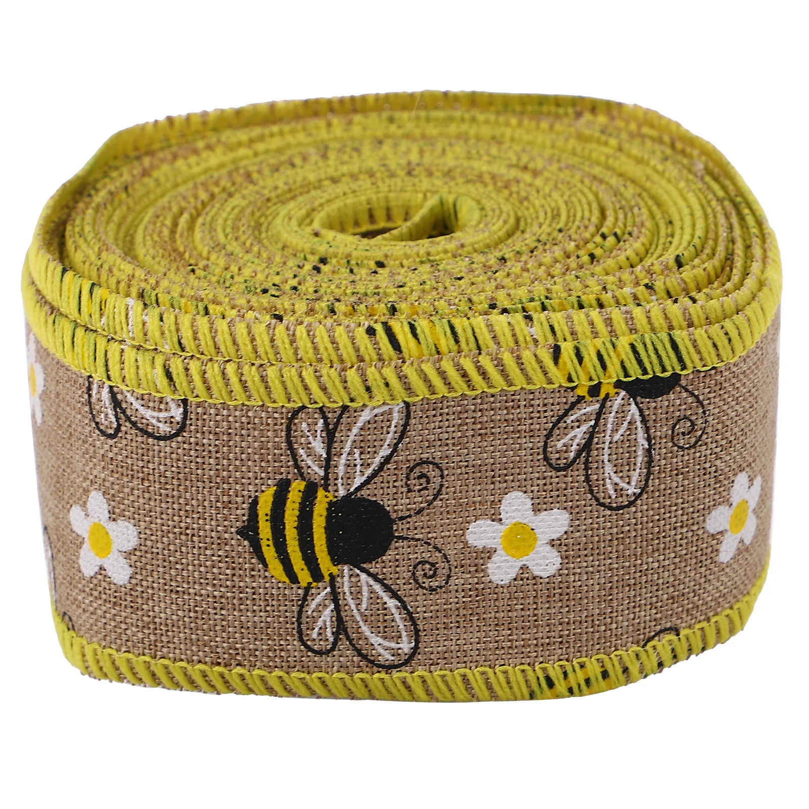 

Ribbon Gift Packing Decorative Bee Burlap Theme Printed Pattern Flower Packaging Bright Colors Smooth Texture Elastic Craft