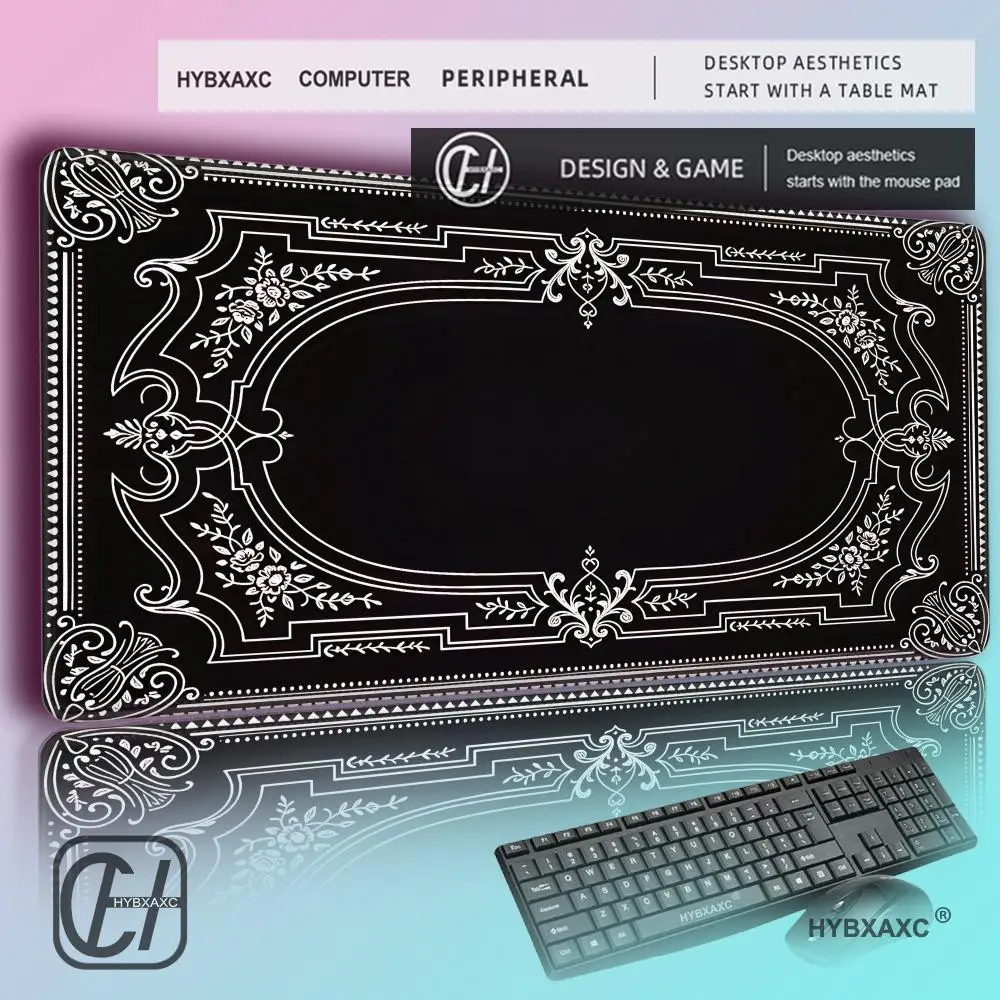 

HYBXAXC Black Pattern Baroque Ornate MousePad Desk Gadgets Keyboard Desk Mat Xxl Playmat Mouse Pads Desktops Office Items