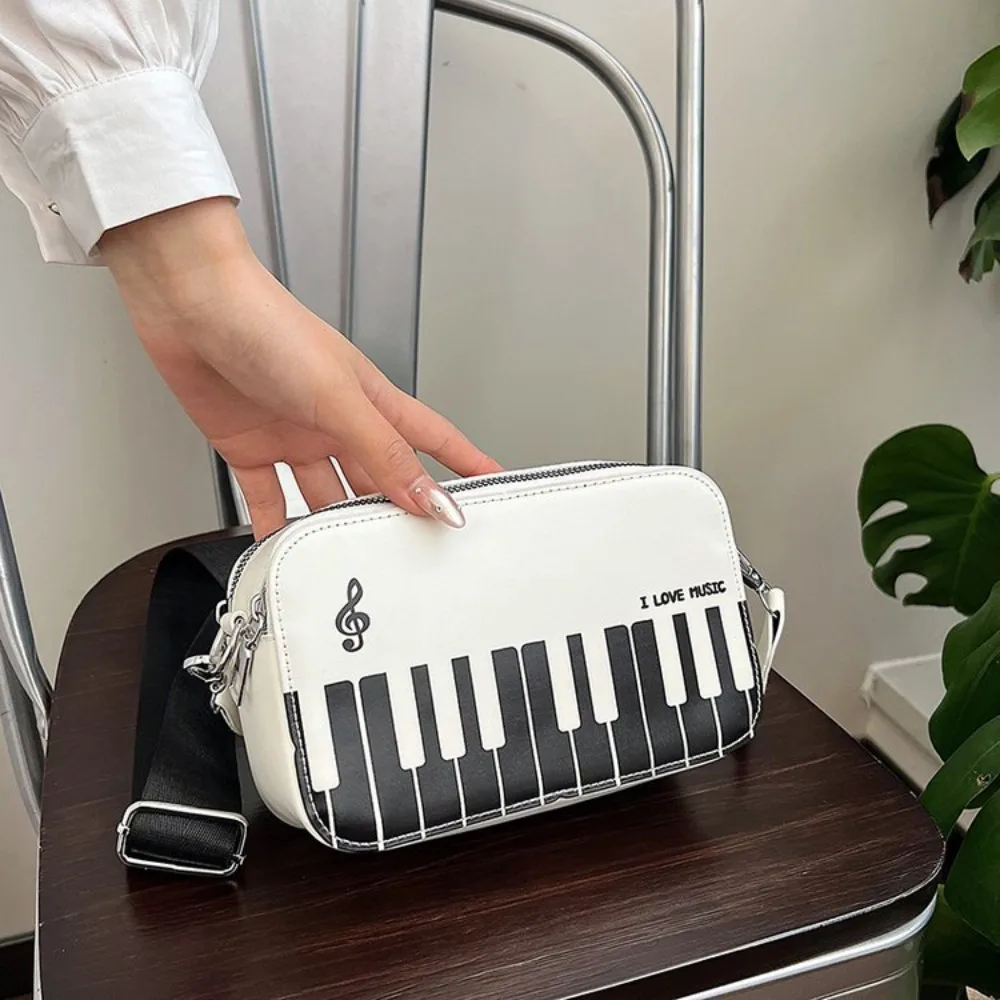 

Trendy Vintage Piano Shoulder Bag Fashion Black Mini Square Bag Crossbody Elegent PU Leather Bag Unisex