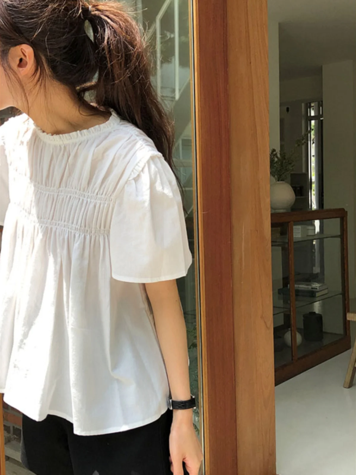 

Летний кружевной воротник с цветочным принтом, свободный ort Sve Doll irt, женский модный дизайн, милый повседневный удобный топ