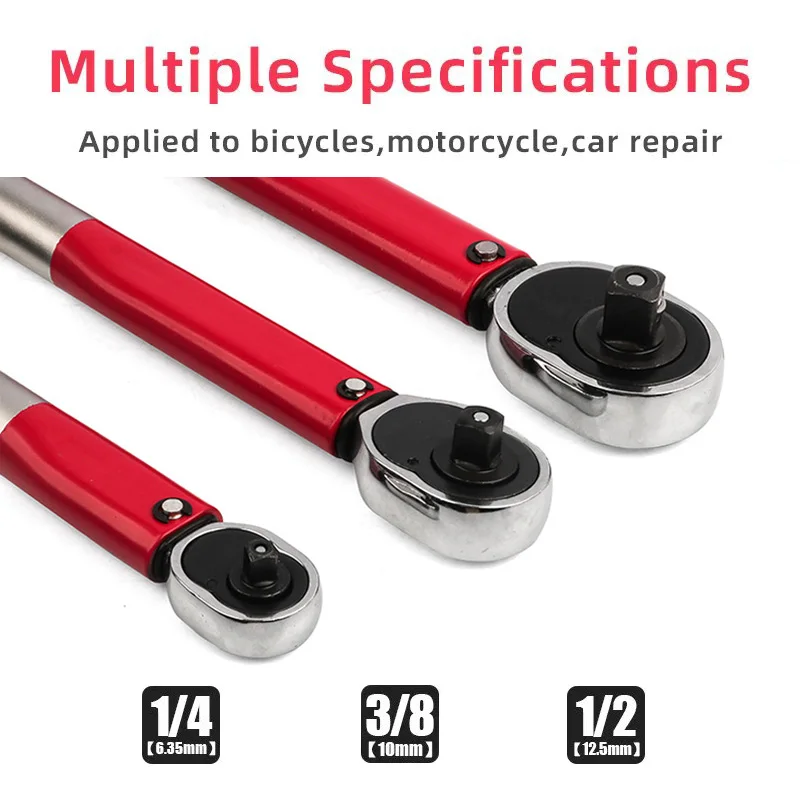 5-210N.m Torque Wrench 1/2 3/8 1/4 Precise Reversible Ratchet Torques Key Professional Bicycle Motorcycle Car Automotive Tool