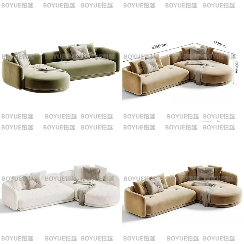 Modern French Light Luxury Fabric Sofa 3 Seater Minimalist High End Couch for Small Apartment Living Room Villa Area
