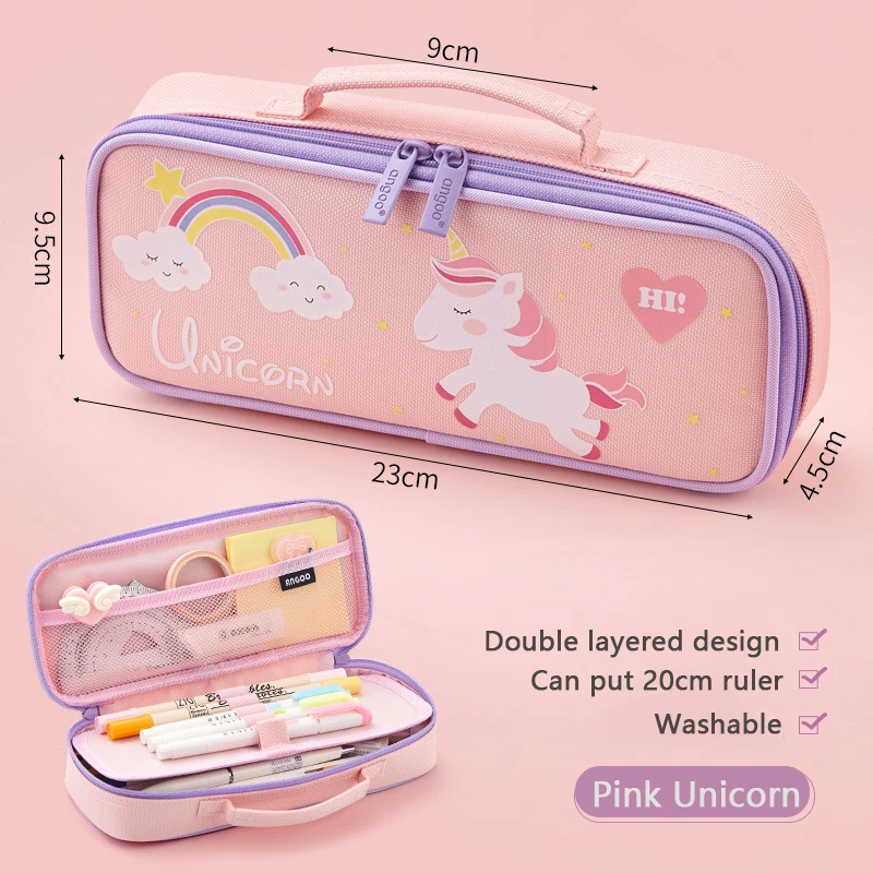 Imagem -05 - Kawaii Unicórnio Lápis Case Bolsa de Lápis dos Desenhos Animados Grande Capacidade Box Pouch Material Escolar Papelaria Presente