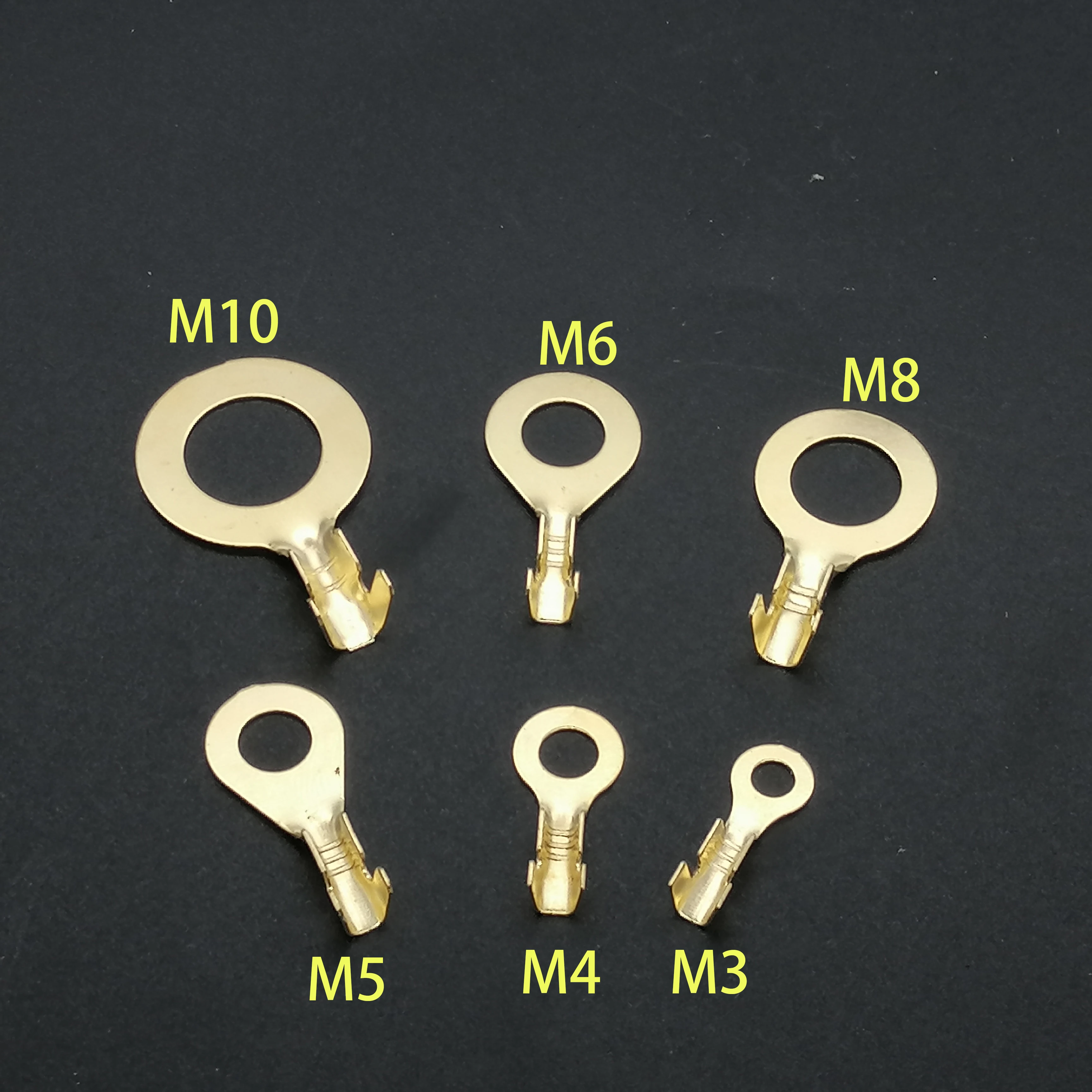 150 Pcs M3-M10 Golden O-Type Terminal Kit Ring Lugs Eyes Copper Crimp Brass Waterproof Terminals Cable Lug Wire Car Connector