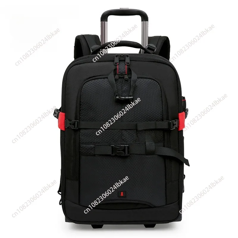 For SLR camera bag Double shoulder large capacity tie rod type waterproof bearing steel ball rubber wheel camera bag