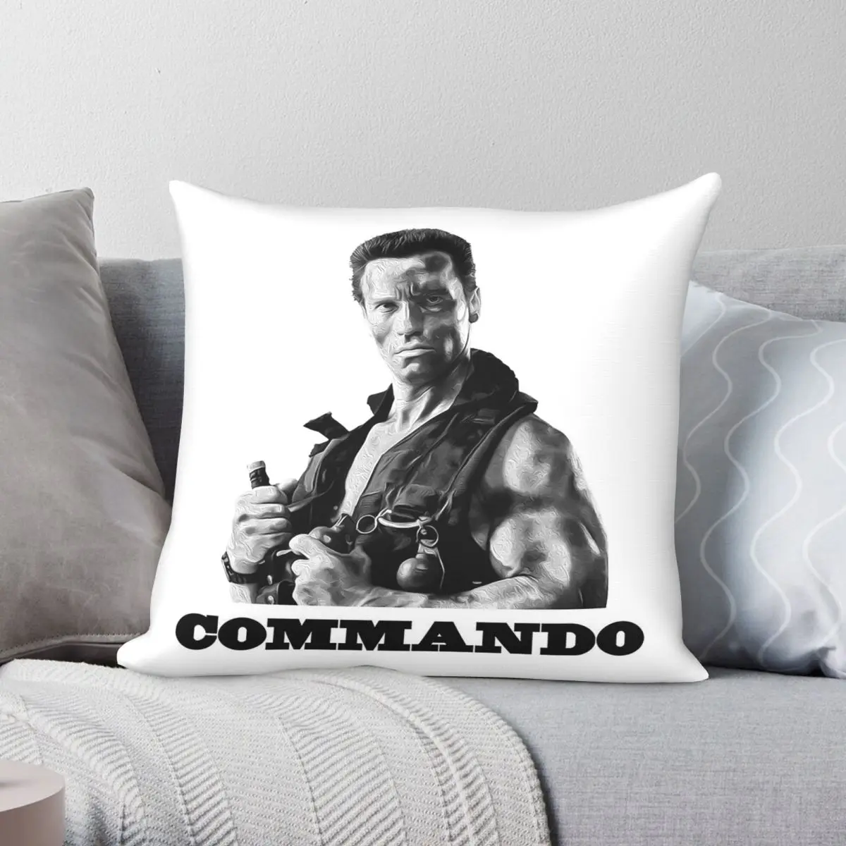 Commando Arnold Schwarzenegger Square Pillowcase Polyester Linen Velvet Printed Zip Decor Pillow Case Home Cushion Cover