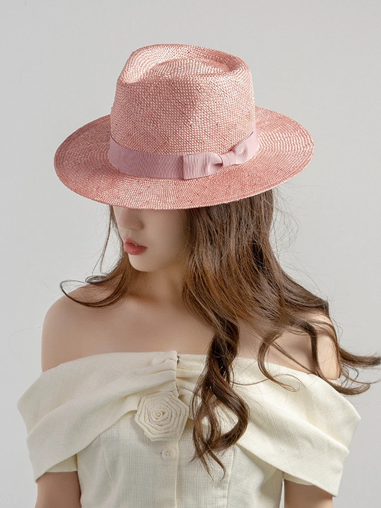 chapeau-de-paille-tresse-a-la-main-teint-elegant-et-decontracte-style-jazz-a-bord-haut-avec-nœud-pour-le-printemps-et-l'ete-protection-solaire-exterieure