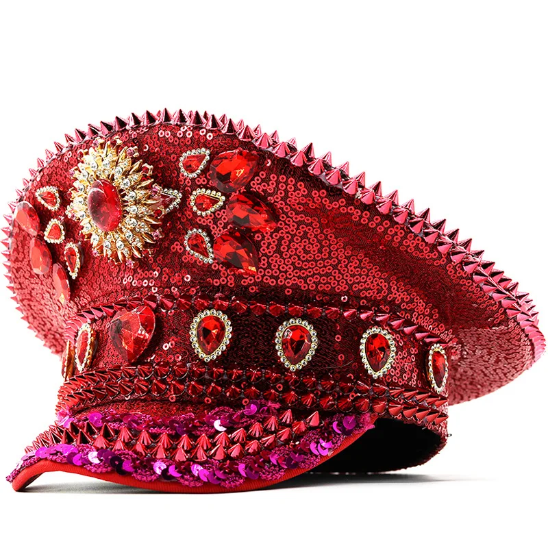

Women's Big Round Hat Ruby Hat Masquerade Punk Hip Hop Stage Performance Party Hat