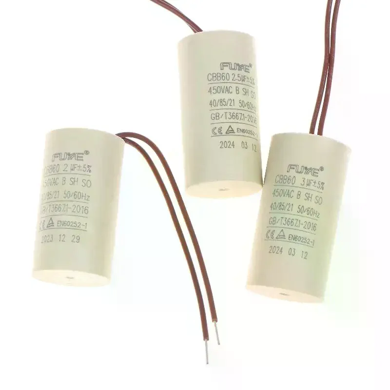 1/5Pcs 2/2.5/3uF Capacitor For Air Compressors Pressure Washers CBB60 Capacitor For Circulating Water Pump Hanging Fireplace