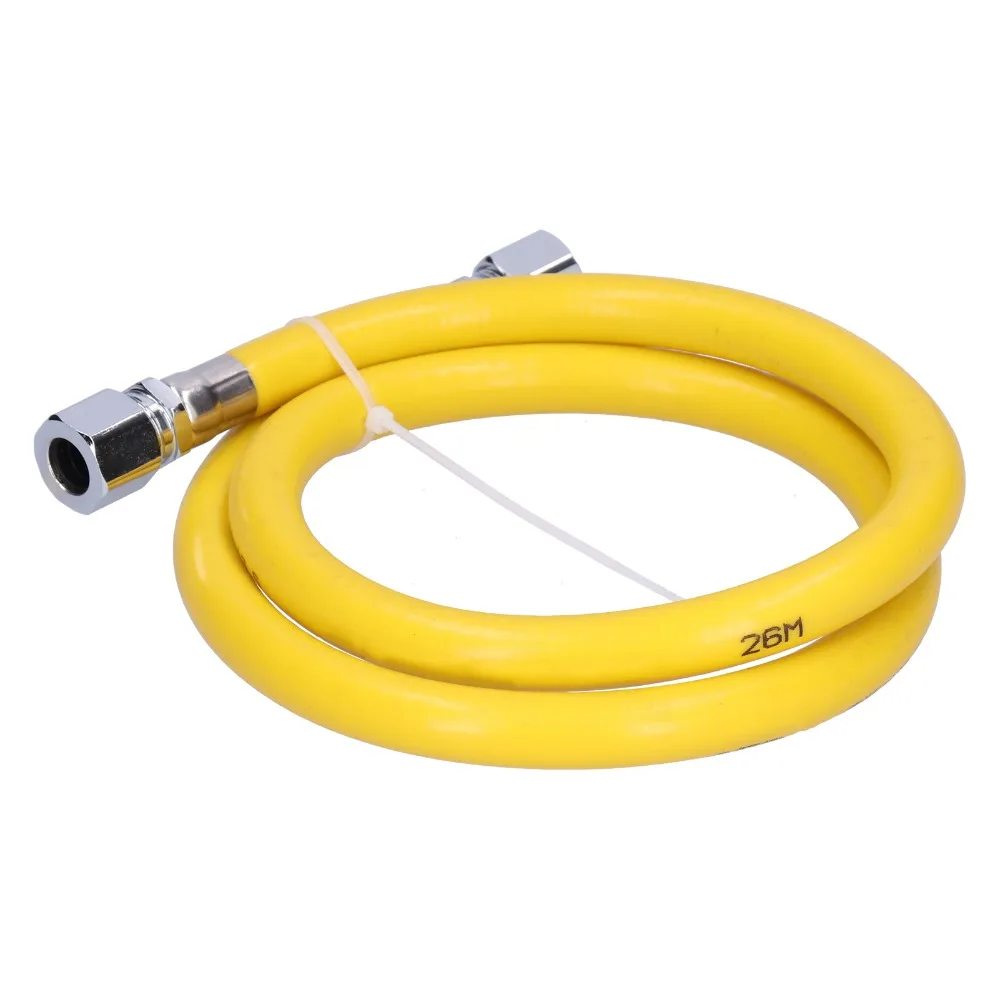 

304 Stainless Steel Gas Hose Yellow Straight Pipe Dryer Gas Hose Flexible Braided, Double Plug End Stove Gas Line