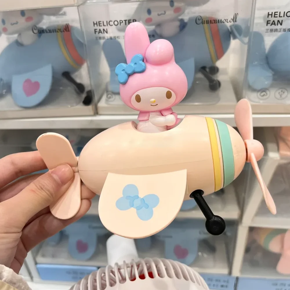 Miniso Sanrio Cinnamoroll Dog Small Airplane Shape Anime Decoration Desktop Fan Kawaii Children's Toy Adult Kids Birthday Gift