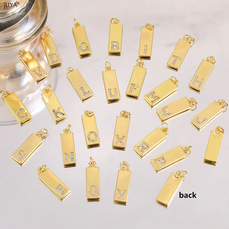 JUYA High Quality 26 Letters PendantS 18K Gold Plated CZ Zircon Alphabets Charms For Jewelry Making Accessories DIY Earrings