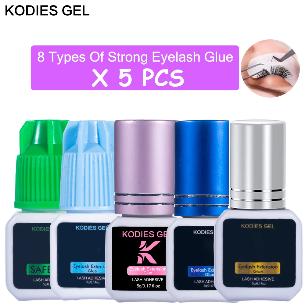 KODIES เจล5ชิ้น/เซ็ต Eyelash กาวสำหรับ Lash Extension อุปกรณ์ขายส่งจำนวนมาก5G 0.5- 1S Fast แห้งเกาหลีสีดำกาว Mink กาว