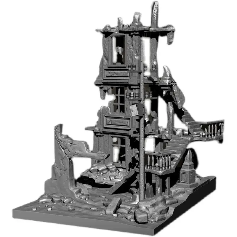 1/35 الحرب العالمية الثانية المدمرة المباني تماثيل راتنج نماذج بيضاء من الجنود المفككة وغير مصبوغ لتقوم بها بنفسك التلوين التماثيل