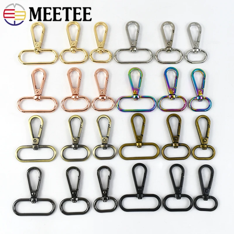 10Pcs Meetee 13-50mm Metal Lobster Clasp Swivel Handbag Buckle Bag Webbing Connector Trigger Snap Hook DIY Hardware Accessories