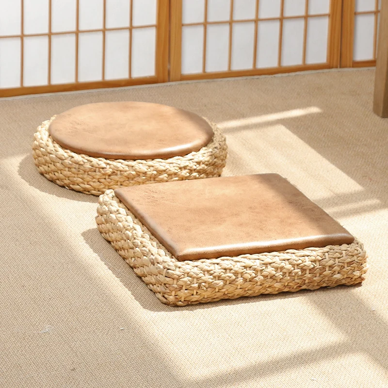 

Утолщенный коврик для медитации в стиле татами, плетеный, для дома, подушка для окна, в деревенском стиле