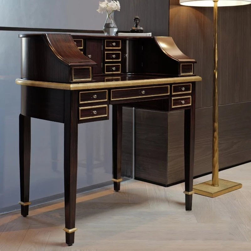 

European Retro Style Mid-ancient Style Solid Wood Dresser Multi-drawer Writing Table Desk Storage Table