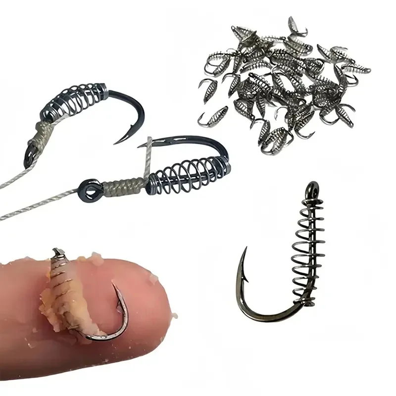 10PCS/lot High Carbon Steel Spring Fish Hook Barbed Swivel Carp Explosion Hooks Jig Fly Fishing Hook Fishing Accessories