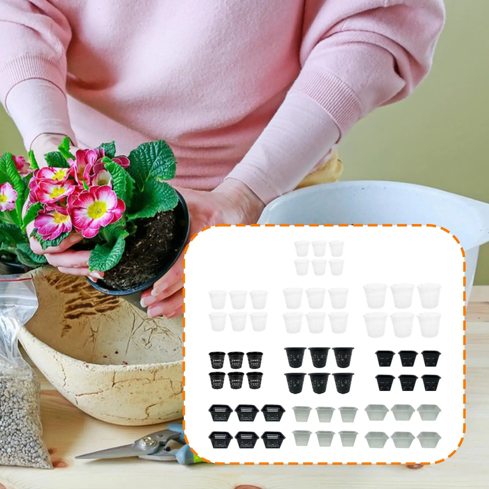 6 Pieces Orchid Pots Patio Outdoor Gardening Root Growth Home Balcony Seedling Nursery Drainage Holes Mesh Net Cups Breathable