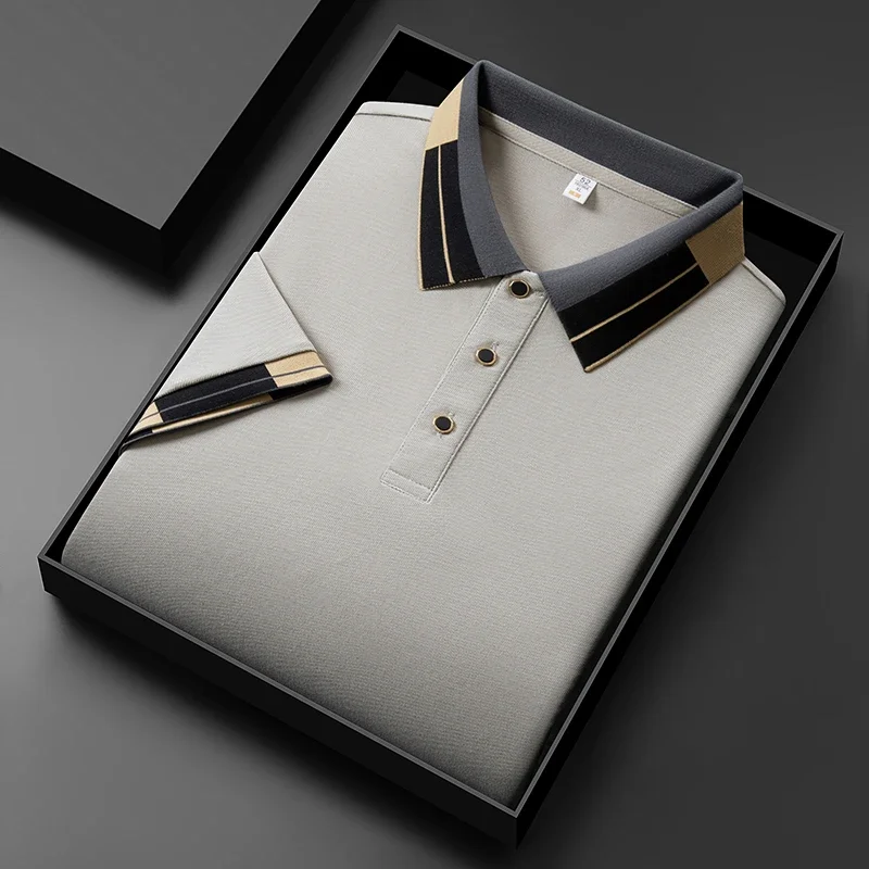 2026 New Men's Business Casual Short Sleeved Shirt Solid Color Polo Shirt Fashionable Breathable Comfortable Versatile Top
