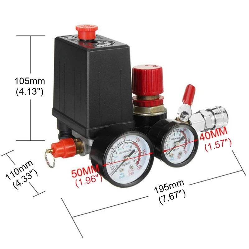 Pressure Switches Manifolds Regulator Gauges Air Compressor Pressure Switches Control Valves 90-120PSI for Compressing Machine