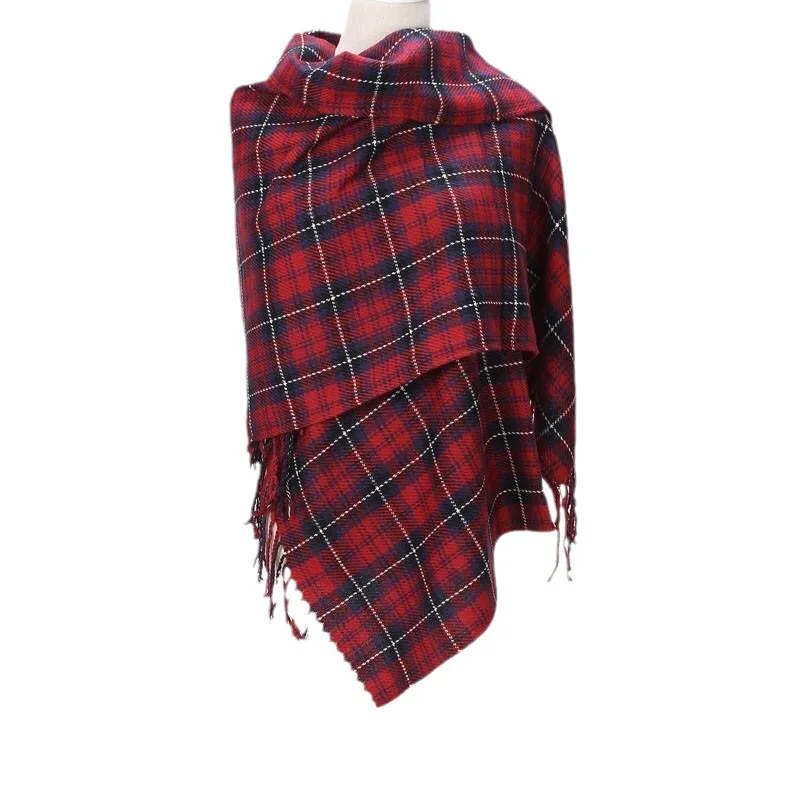 Christmas British Classic Plaid Scarf Female Autumn and Winter Warm Faux Cashmere Shawl Dual-Use Christmas New Year Gift