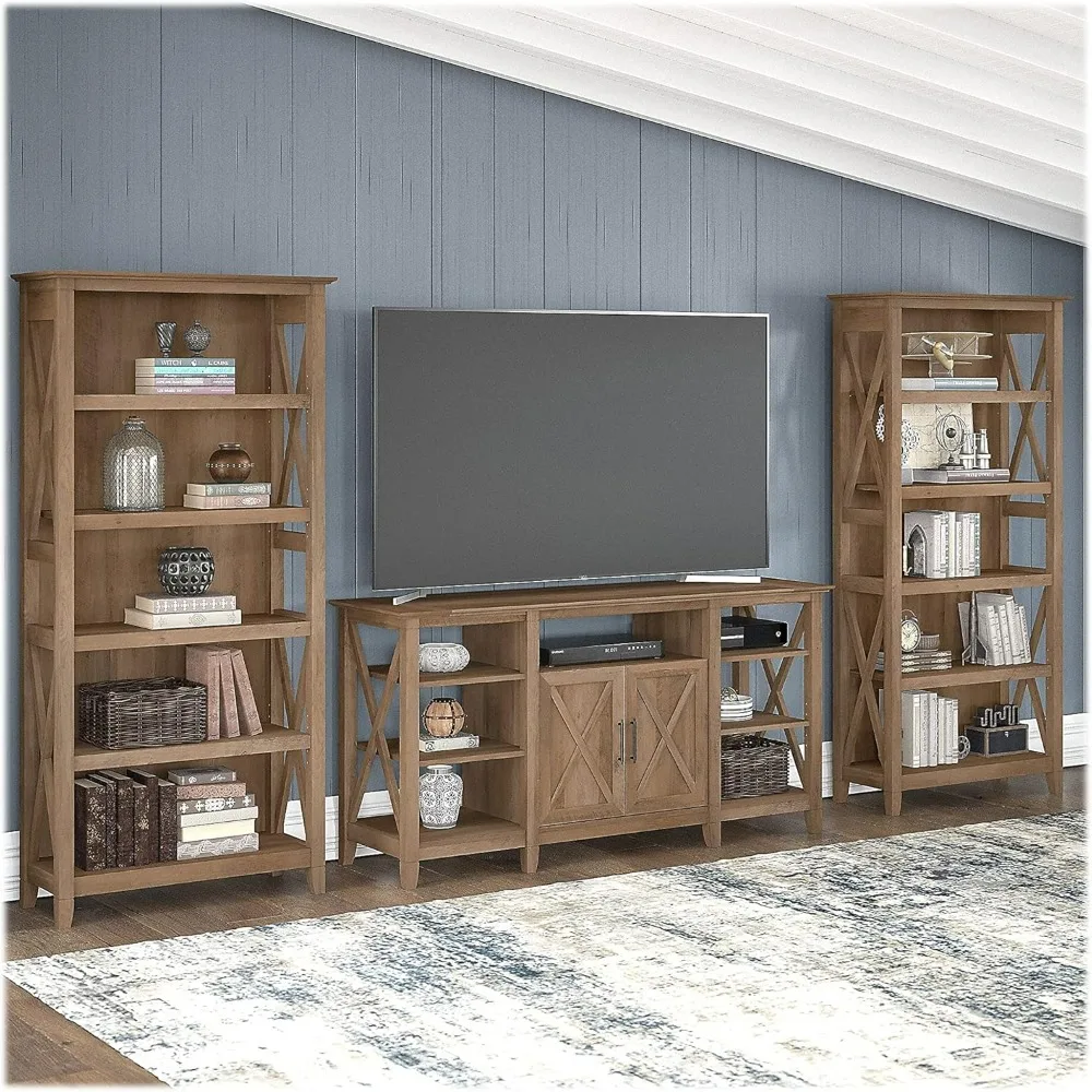 

Reclaimed Pine Display Cabinet in the Living Room Farmhouse Entertainment Center for 65 Inch Television Showcases Storage Closet