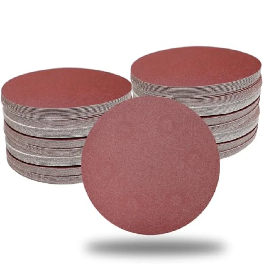 

100 PCS 6 Inch No Hole Hook and Loop Sanding Disc Set- 60 80 120 240 400 Grit Sandpaper, 6" Aluminum Oxide Sander Paper for Ran