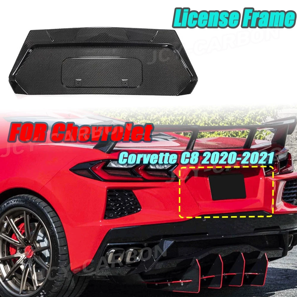 

Carbon Fiber Car Front Rear License Plate Frame Accessories For Chevrolet Corvette C8 2020-2021 Car Bodykits