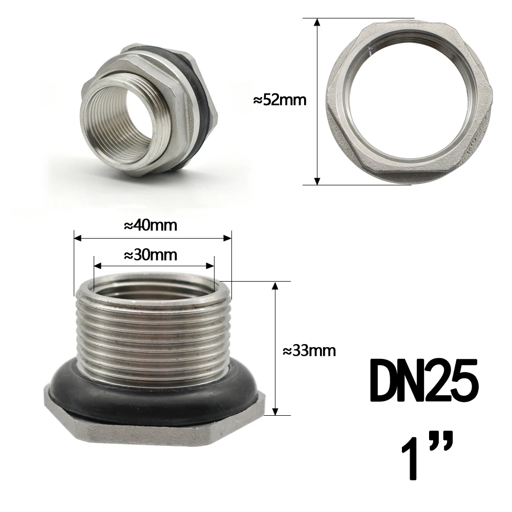 1/4 "3/8" 1/2 "3/4" 1 "2" BSP Innengewinde SUS304 Edelstahl Externe Schott Gelenk Wassertank Gelenk Stecker Adapter – Detail 3