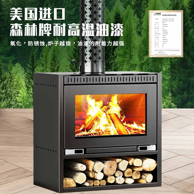 Fireplace real fire firewood household indoor heater firewood burning villa firewood self-built house homestay winter