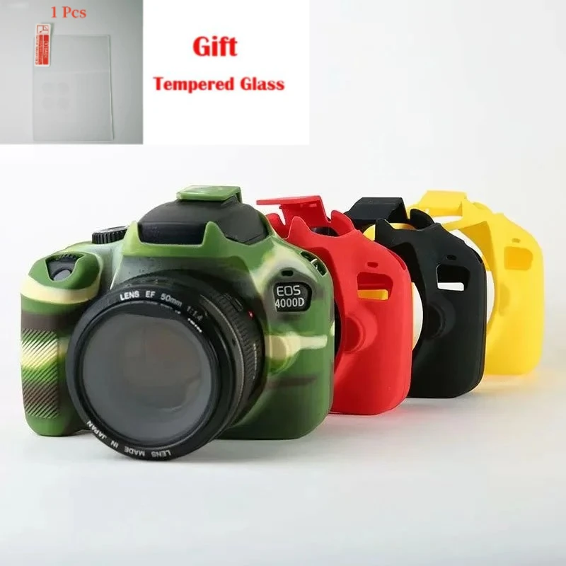 

For Canon EOS 4000D 3000D Digital Protective Sleeve Photography Bag SLR Camera Silicone Case + free tempered film