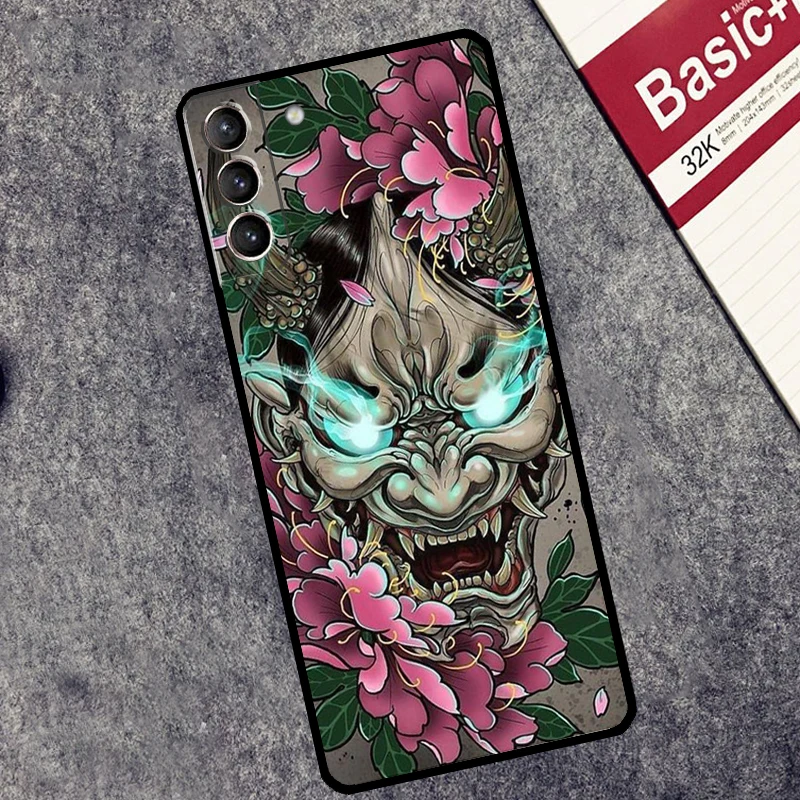 Japanese Oni Hannya Demon Mask Case For Samsung Galaxy S24 S23 S22 S21 Ultra Plus Note 10 Note 20 S8 S9 S10 S20 FE Cover