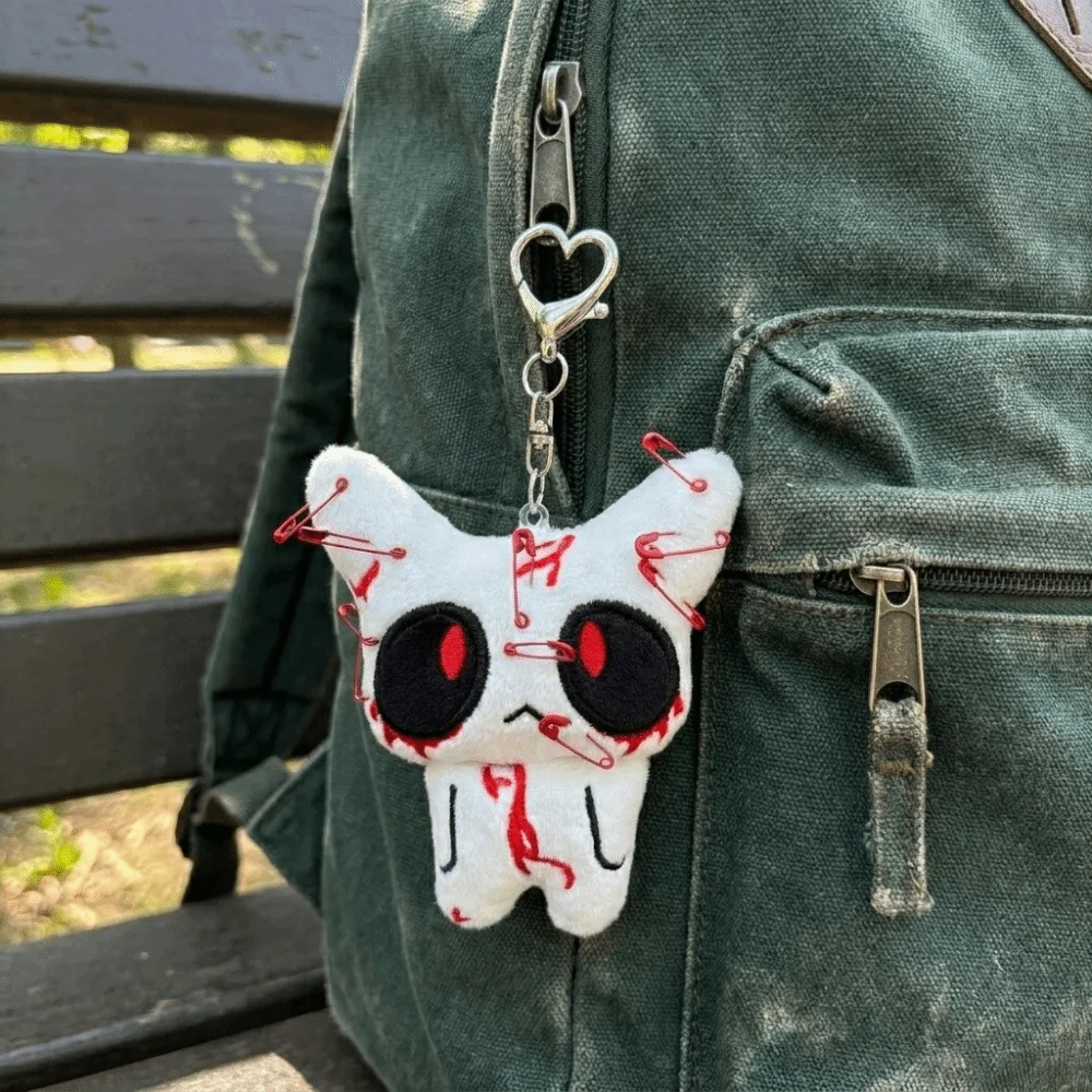 Fashion Creepy Bloody Ghost Plush Keychain Unisex Dark Black White Scary Accessories Soft Mini Halloween Bag Pendant Daily