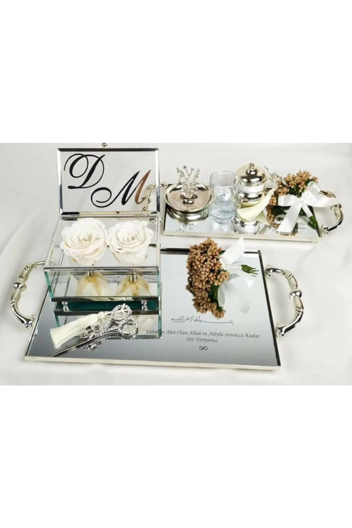 

DOLBOVI Gümüş Cream Promise tray Luxury-Groom Cup Set-promise Engagement tray 2 Set tray поднос plateau luxury