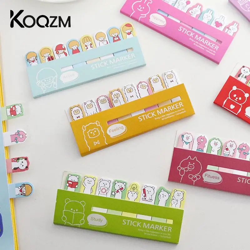 Cartoon Animals Note Paper Cute Sticky Notes Creative Bookmark Self-adhesive Note Paper School Supplies Message Sticker Repeat