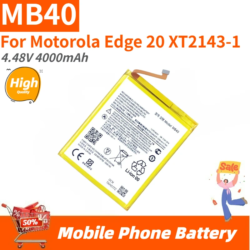 

High Quality MB40 Phone Battery 4.48V 4000mAh For Motorola Edge 20 XT2143-1 Brand New Replacement Battery