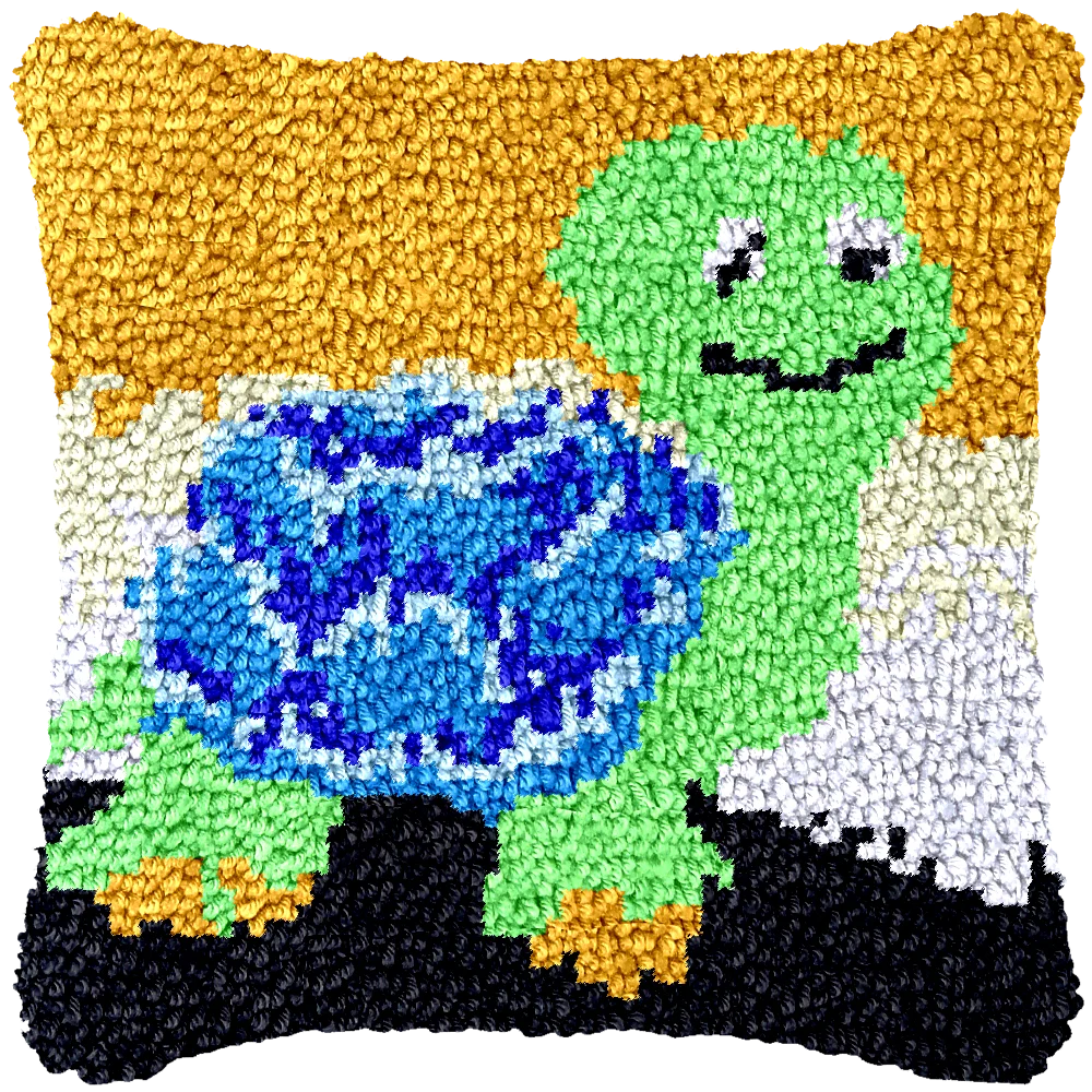 BZ4 Tortoise Unfinished Acrylic Yarn Tapestry Pillow Kit, Canvas Cushion, Front Cross Stitch Pillowcase