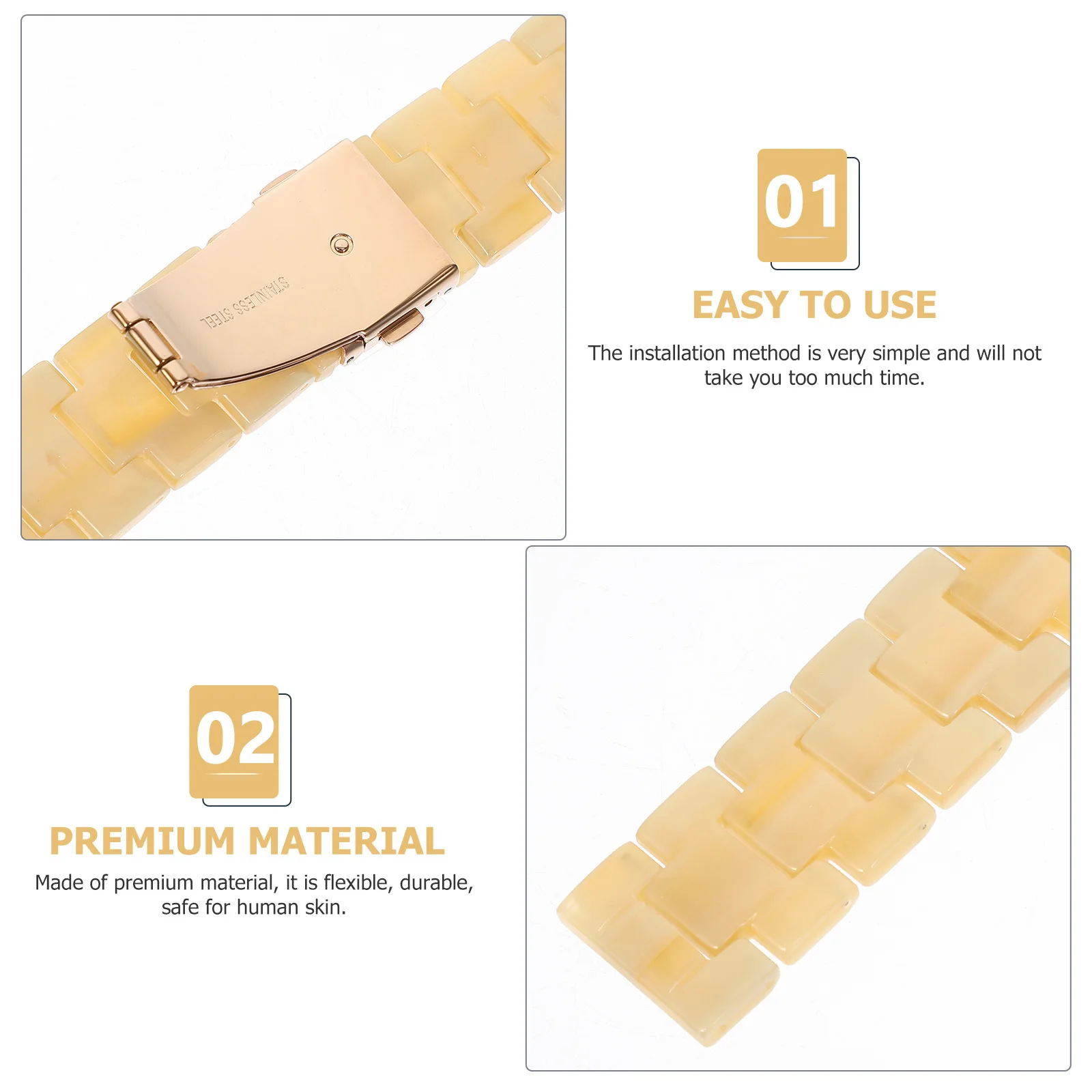 

Resin Watch Band Decorative Strap Premium Material Flexible Durable Safe Skin Party Work Travel Simple Installation