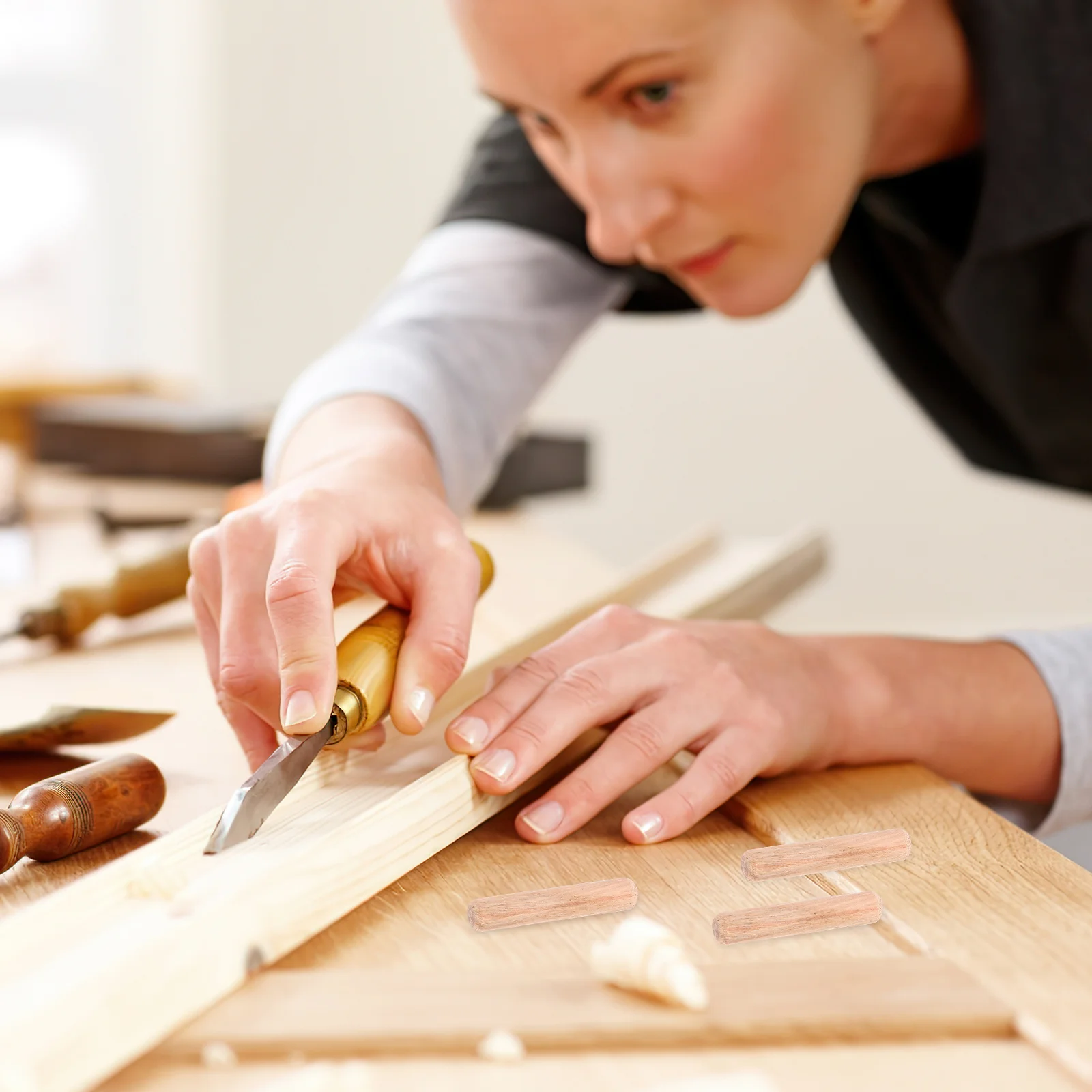 

200pcs Wooden Dowels Wood Rods For Furniture Diy Carpentry Projects Wood Pegs Wooden Inserts Woodworking Dowel Pins Hardware