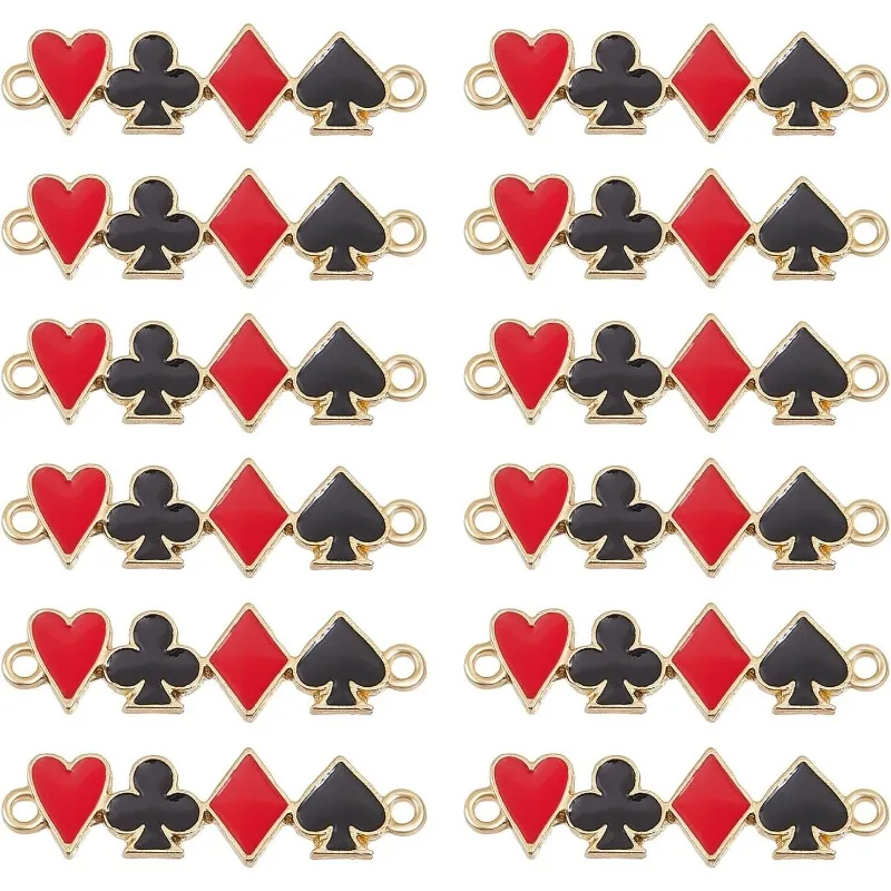 

40pcs Playing Card Sign Links Alloy Enamel Connector Charms Poker Connector for DIY Necklace Bracelet Earring Jewelry Making