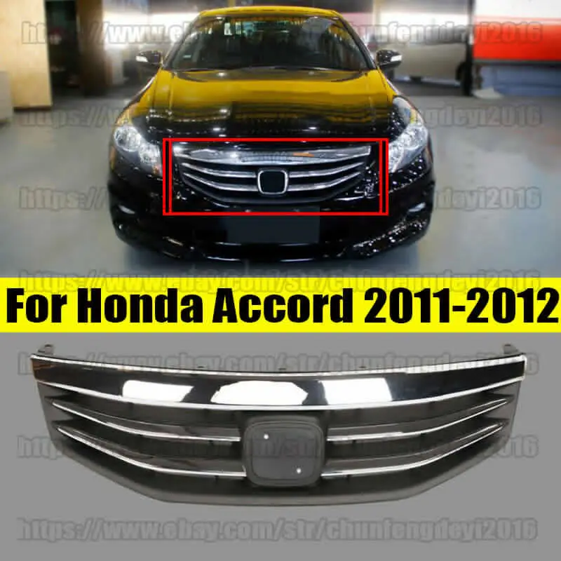 For Honda Accord 2011 2012 Sedan 8.5th Front Bumper Grille Chrome Hood Grill trim