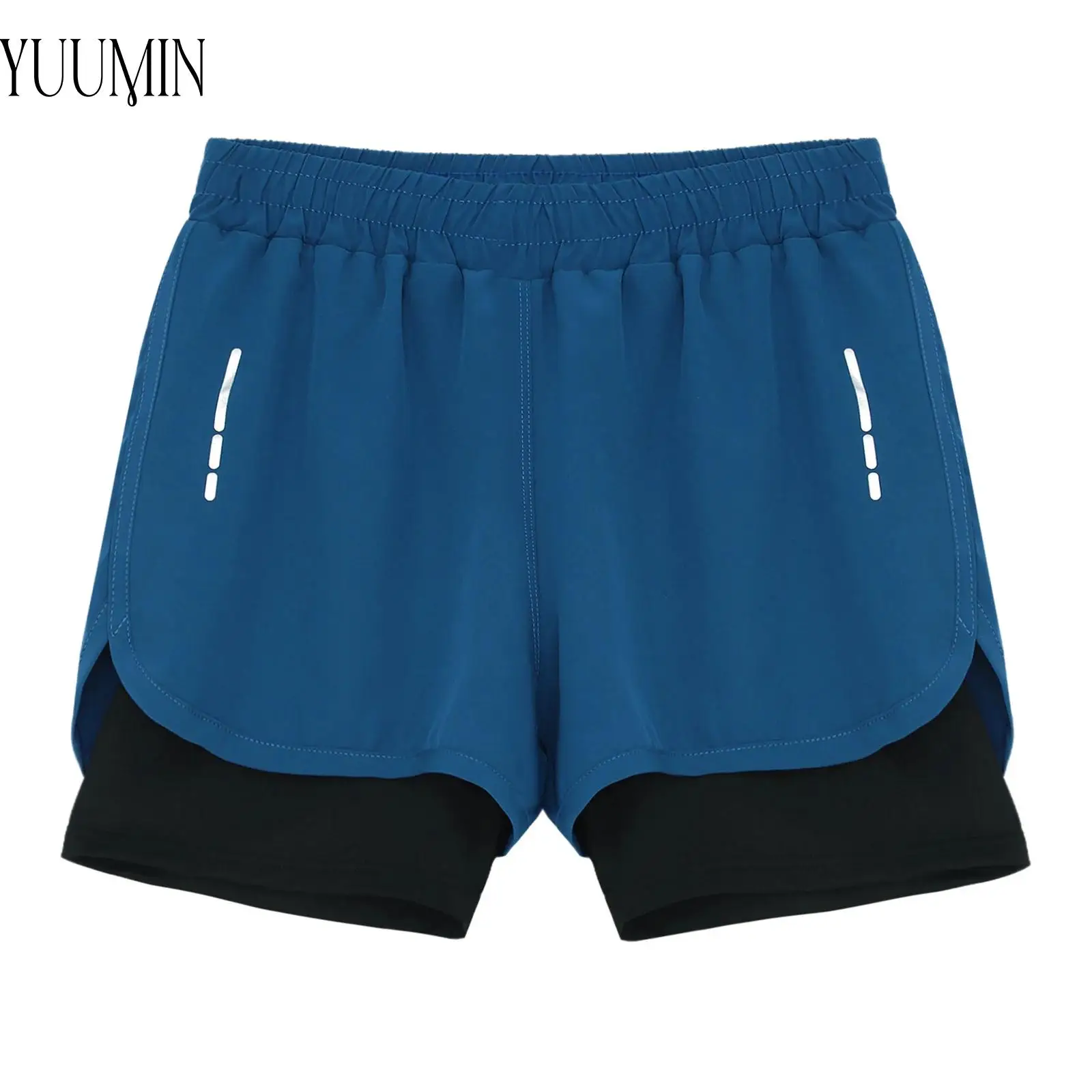 

2 in 1 Men Swimming Trunks with Compression Liner Breathable Quick-Dry Swim Shorts Double Layers Workout Shorts Jogging Shorts