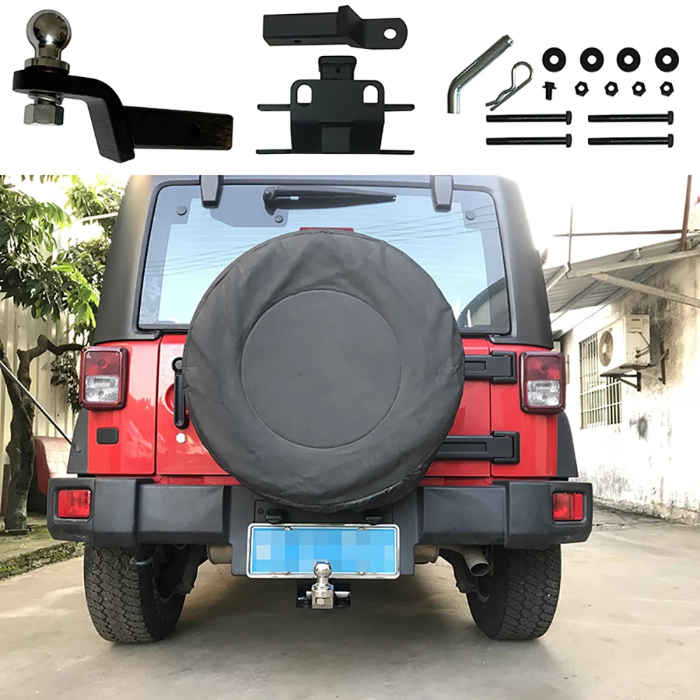 

Lantsun J349 Trailer Hitch Steel Rear Shackle Hook for Jeep for Wrangler JK07-17, 1-Kit